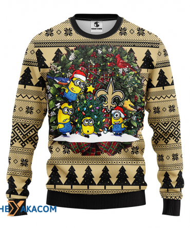 Ugly Christmas Sweater New-Orleans-Saints, Minion Black/Beige