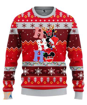 Ugly Christmas Sweater Tampa-Bay-Buccaneers, HoHoHo Graphics Mouse Red/Grey