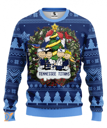 Ugly Christmas Sweater Tennessee-Titans, Graphics Dog Dark Blue/Blue