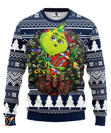 Ugly Christmas Sweater Seattle-Seahawks, Grinch Blue/White