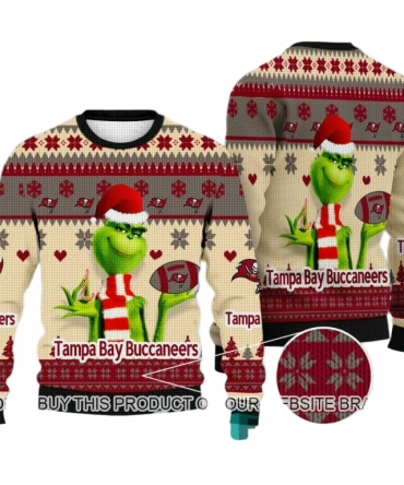 Ugly Christmas Sweater Tampa-Bay-Buccaneers,The Grinch Red/Beige/Black