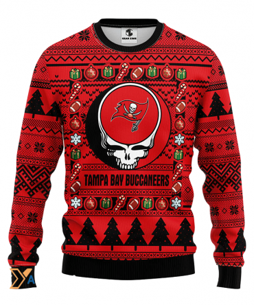 Ugly Christmas Sweater Tampa-Bay-Buccaneers, Skull Red/Black