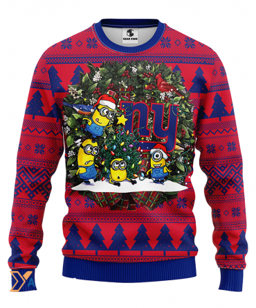 Ugly Christmas Sweater New-York-Giants, Minion Blue/Red