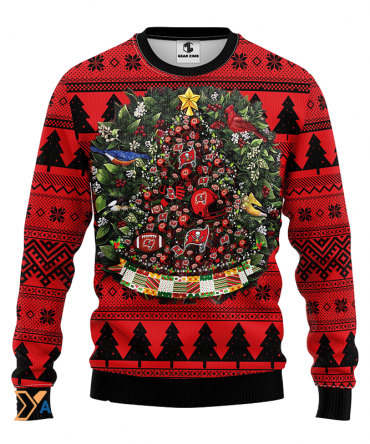 Ugly Christmas Sweater Tampa-Bay-Buccaneers, Tree Ball Christmas Red/Black