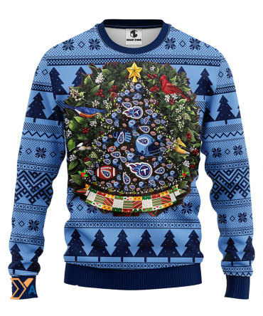 Ugly Christmas Sweater Tennessee-Titans, Christmas Tree Dark Blue/Blue