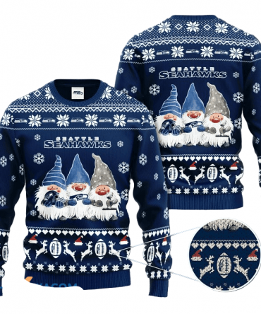 Ugly Christmas Sweater Seattle-Seahawks, Drawfs Blue/White