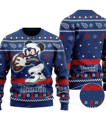 Ugly Christmas Sweater Tennessee-Titans, Graphic Mouse Red/Blue