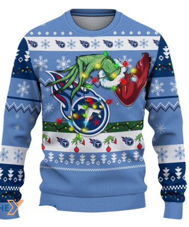 Ugly Christmas Sweater Tennessee-Titans, Tennessee-Titans Up Grinch Christmas Snowflakes Navy