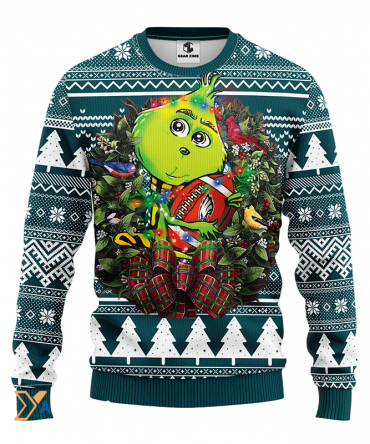 Ugly Christmas Sweater Philadelphia-Eagles, Grinch Green/White