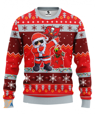 Ugly Christmas Sweater Tampa-Bay-Buccaneers, Santa Claus Red/Grey