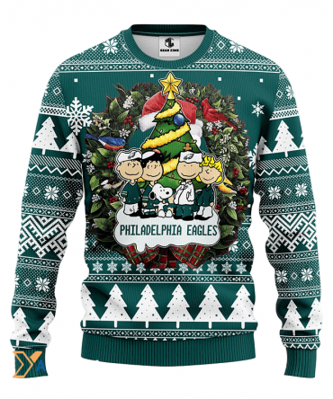Ugly Christmas Sweater Philadelphia-Eagles, Graphics Dog Green/White