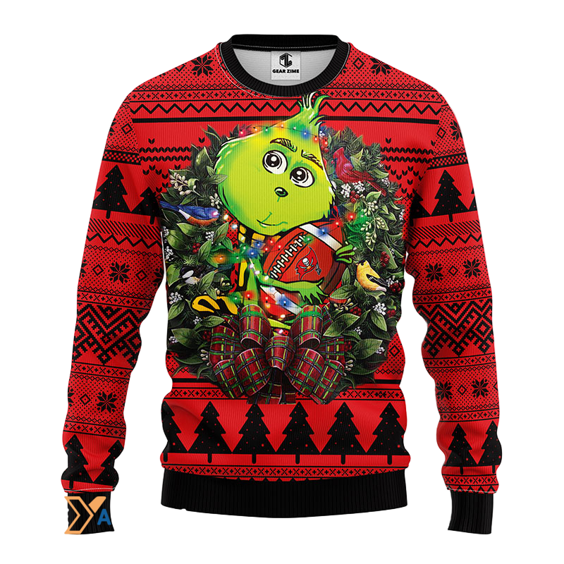 Ugly Christmas Sweater Tampa-Bay-Buccaneers, Grinch Red/Black
