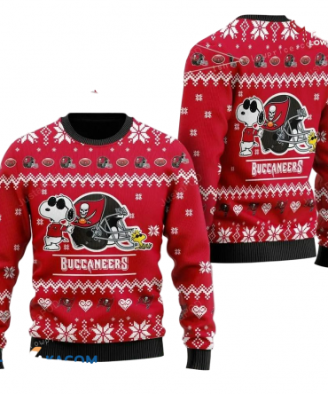 Ugly Christmas Sweater Tampa-Bay-Buccaneers, Graphic Dog Red/White