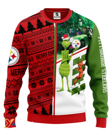 Ugly Christmas Sweater Pittsburgh, Grinch Scooby-Doo Green/Red/White