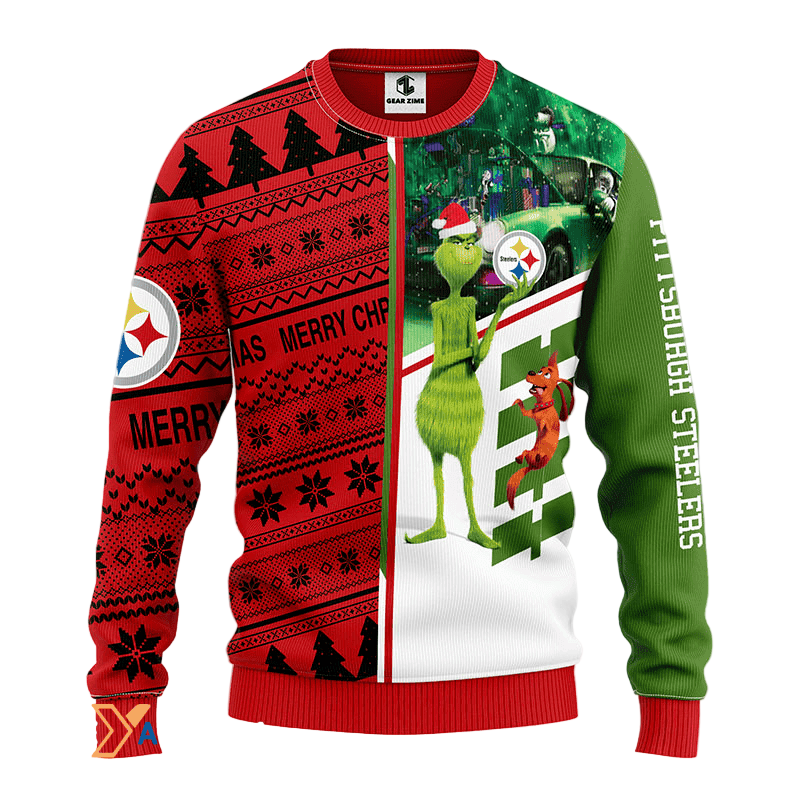 Ugly Christmas Sweater Pittsburgh, Grinch Scooby-Doo Green/Red/White