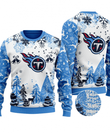 Ugly Christmas Sweater Tennessee-Titans, Titan Up! White/Blue