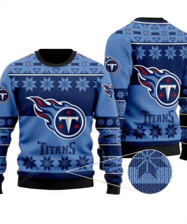 Ugly Christmas Sweater Tennessee-Titans, Titan Up! Blue
