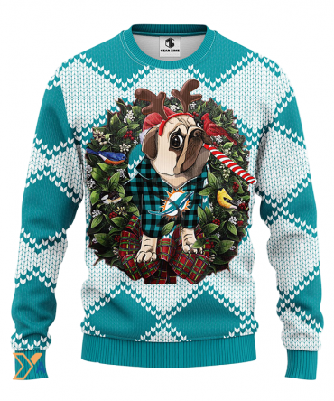 Ugly Christmas Sweater Miamidolphins, Pub Dog Green