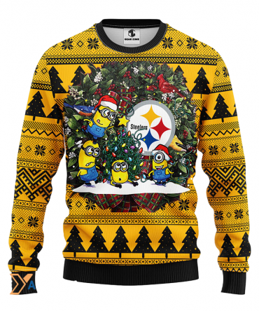 Ugly Christmas Sweater Pittsburgh, Minion Black/Yellow