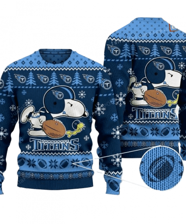 Ugly Christmas Sweater Tennessee-Titans, Graphic Dog Dark Blue