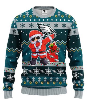 Philadelphia Eagles Dabbing Santa Claus Ugly Christmas Sweater