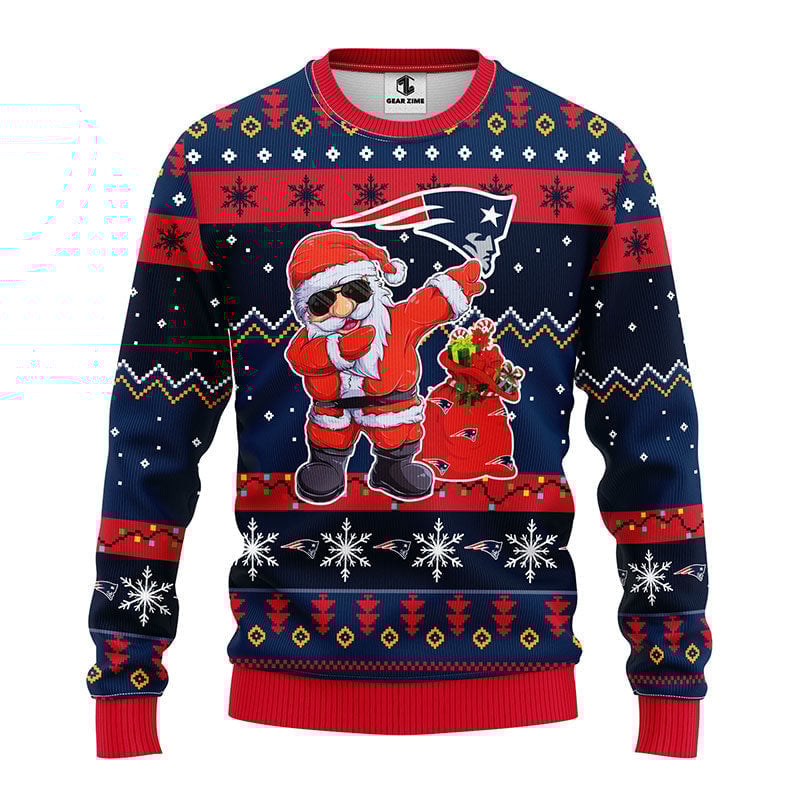 New England Patriots Dabbing Santa Claus Ugly Christmas Sweater