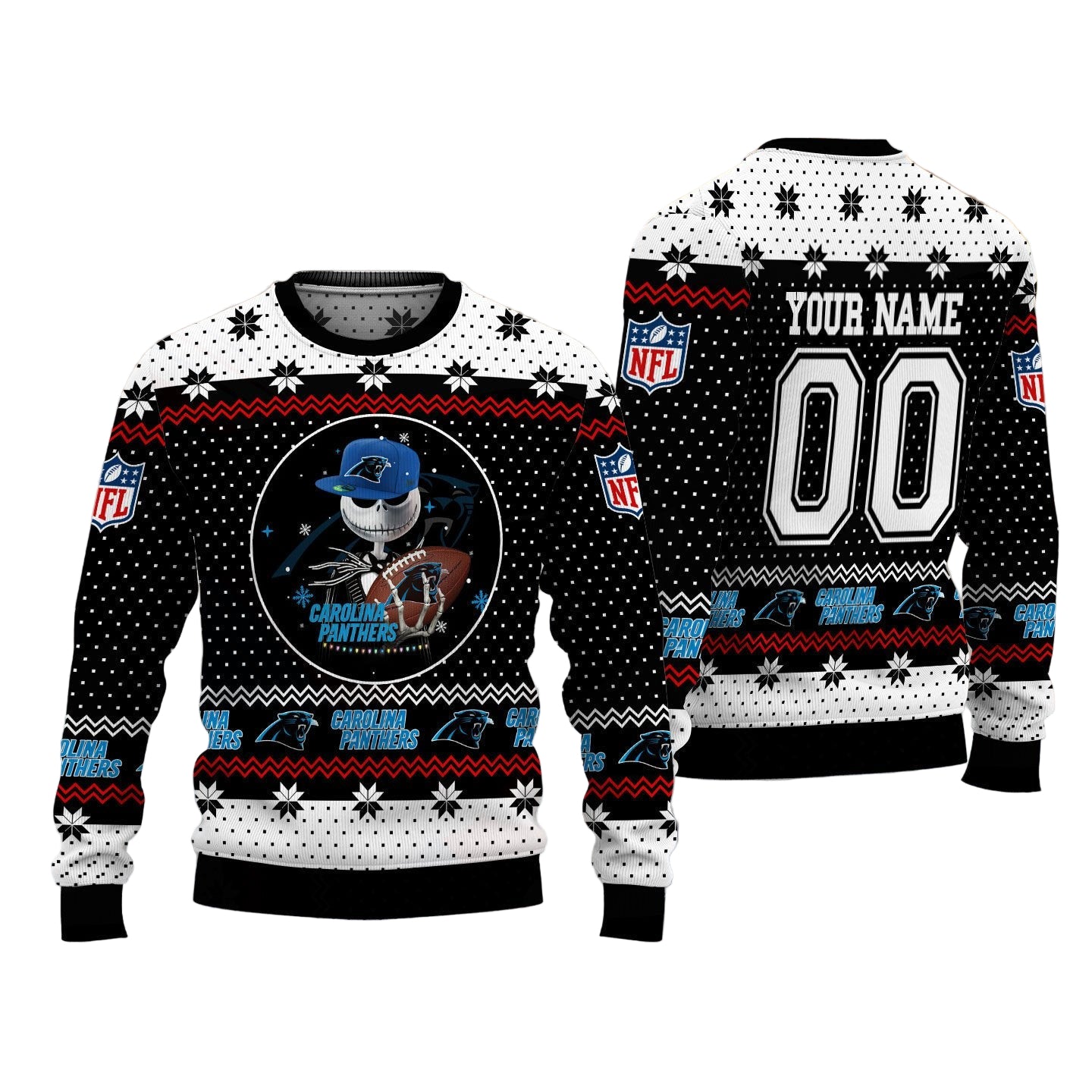 Carolina Panthers Personalized Woolen Sweater