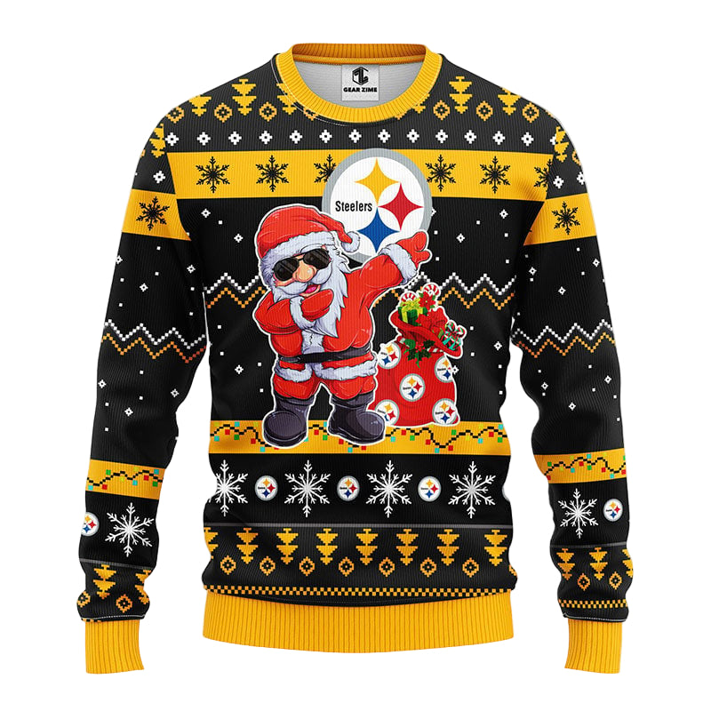 Pittsburgh Steelers Dabbing Santa Claus Ugly Christmas Sweater