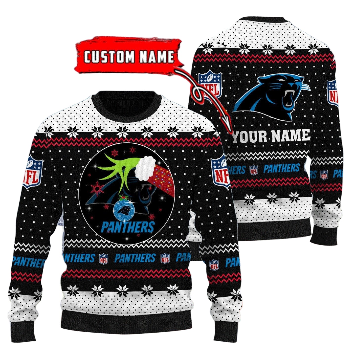 Carolina Panthers Personalized Woolen Sweater