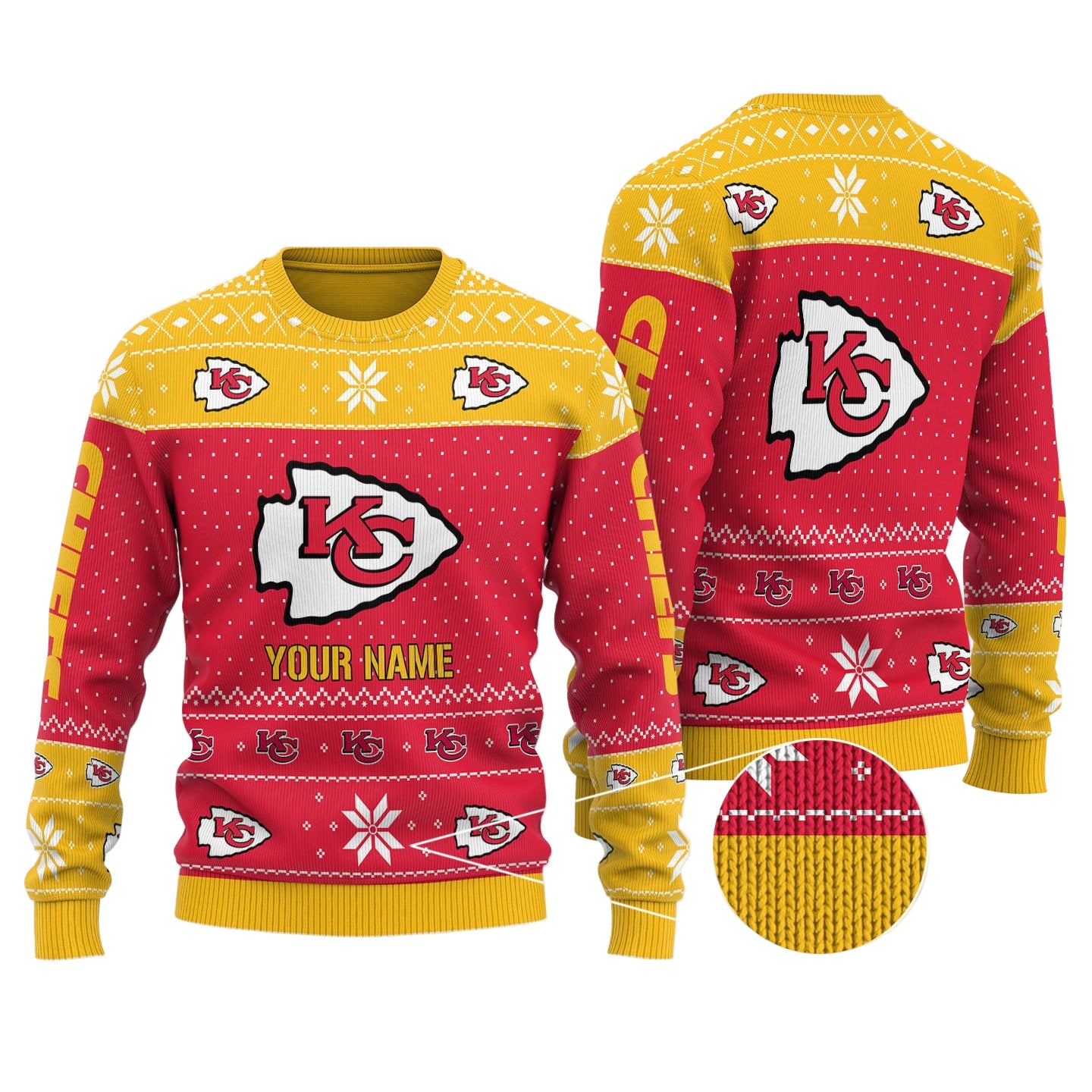 Kansas City Chiefs Personalized Woolen Sweater