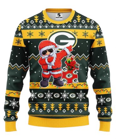 Green Bay Packers Dabbing Santa Claus Ugly Christmas Sweater