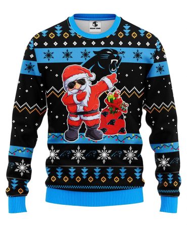 Carolina Panthers Dabbing Santa Claus Ugly Christmas Sweater