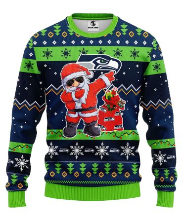 Seattle Seahawks Dabbing Santa Claus Ugly Christmas Sweater