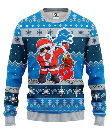 Detroit Lions Dabbing Santa Claus Ugly Christmas Sweater