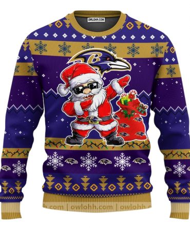Baltimore Ravens Dabbing Santa Claus Ugly Christmas Sweater