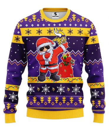 Minnesota Vikings Dabbing Santa Claus Ugly Christmas Sweater GG