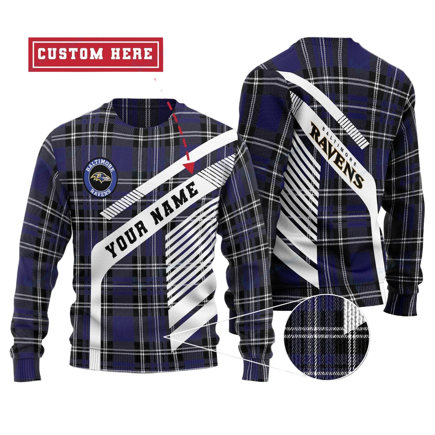 Baltimore Ravens Personalized Woolen Sweater BG14