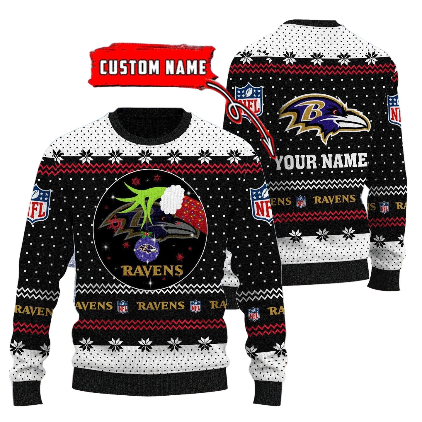 Baltimore Ravens Personalized Woolen Sweater BG37