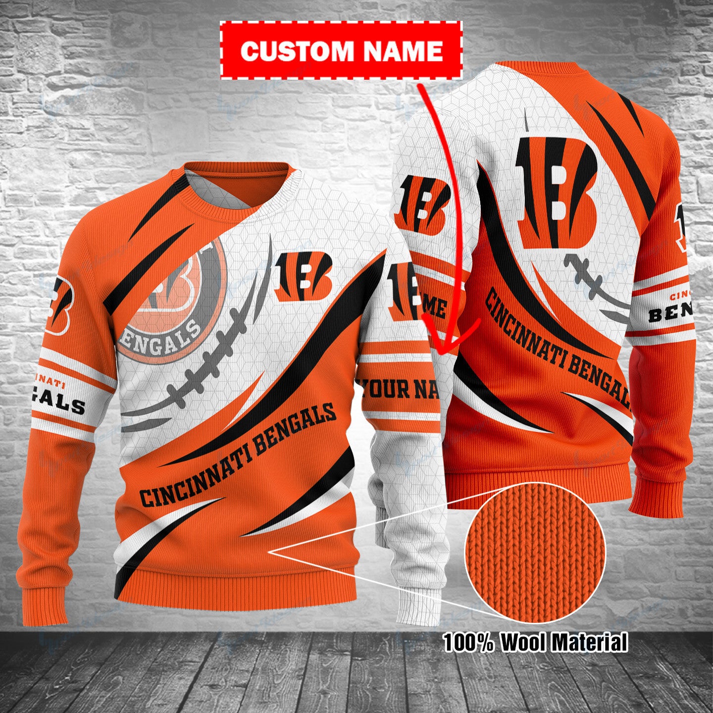 Cincinnati Bengals Personalized Woolen Sweater BG06