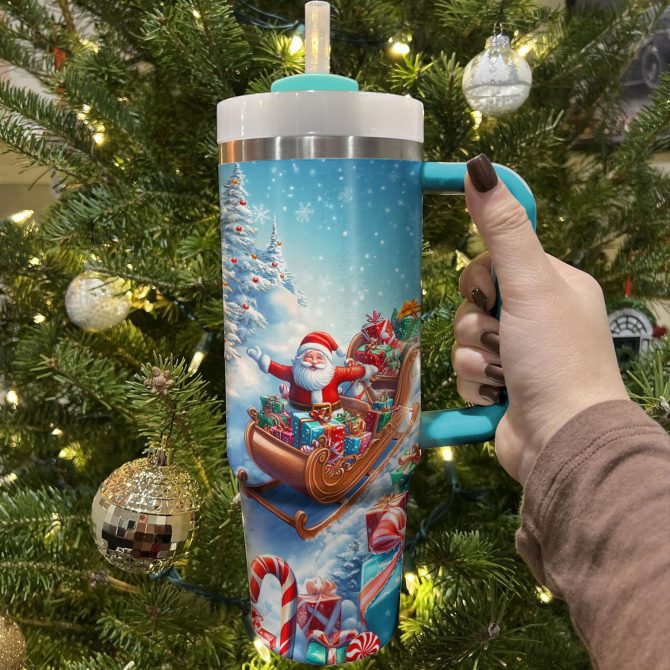 Gift From Santa Christmas Custom Stanley Quencher 40oz Stainless Steel Tumbler With Handle - Image 2