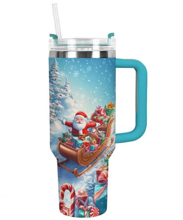 Gift From Santa Christmas Custom Stanley Quencher 40oz Stainless Steel Tumbler With Handle
