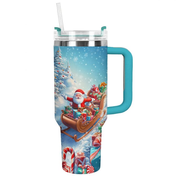Gift From Santa Christmas Custom Stanley Quencher 40oz Stainless Steel Tumbler With Handle