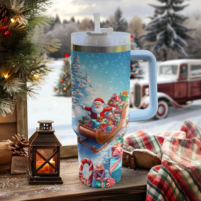 Gift From Santa Christmas Custom Stanley Quencher 40oz Stainless Steel Tumbler With Handle - Image 3