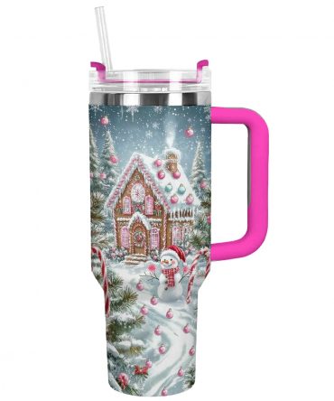 Gingerbread Wonderland Christmas Custom Stanley Quencher 40oz Stainless Steel Tumbler With Handle