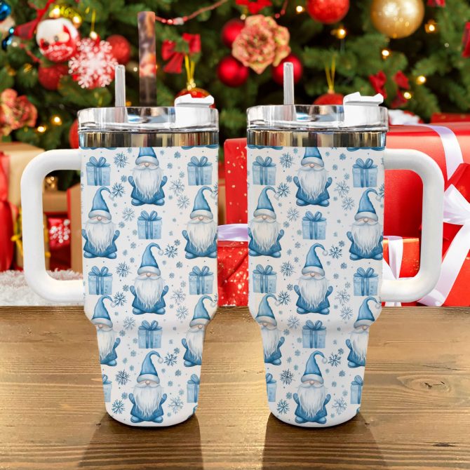Gnome Christmas Custom Stanley Quencher 40oz Stainless Steel Tumbler With Handle - Image 3