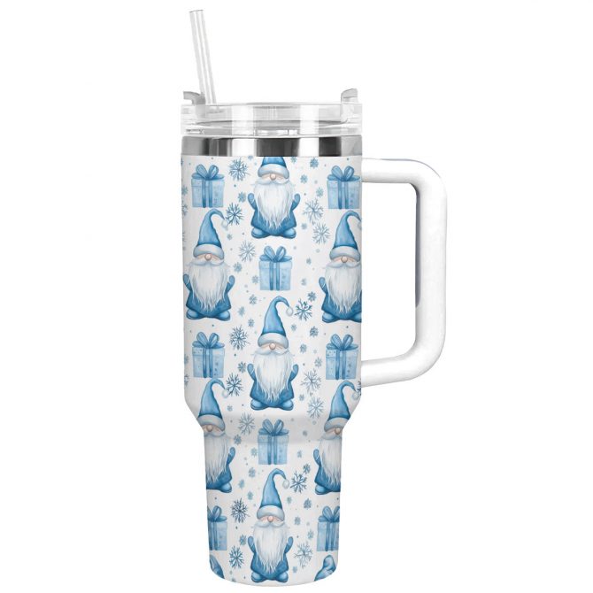Gnome Christmas Custom Stanley Quencher 40oz Stainless Steel Tumbler With Handle