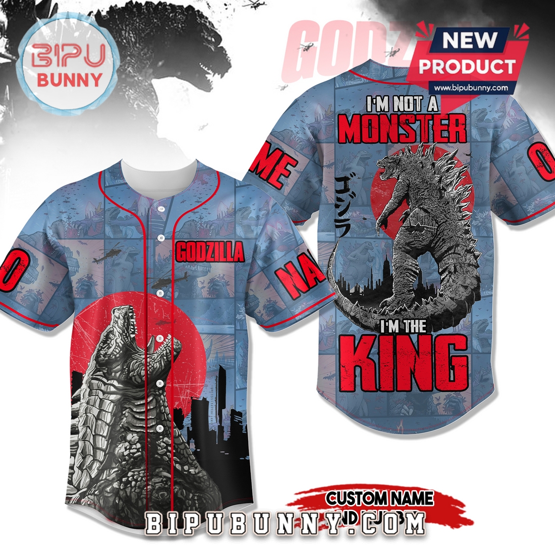 Godzilla - I'm not A Monster I'm The King Baseball Jersey