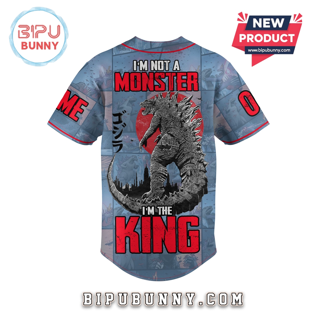 Godzilla - I'm not A Monster I'm The King Baseball Jersey - Image 2