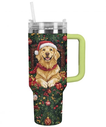 Golden On Christmas Custom Stanley Quencher 40oz Stainless Steel Tumbler With Handle
