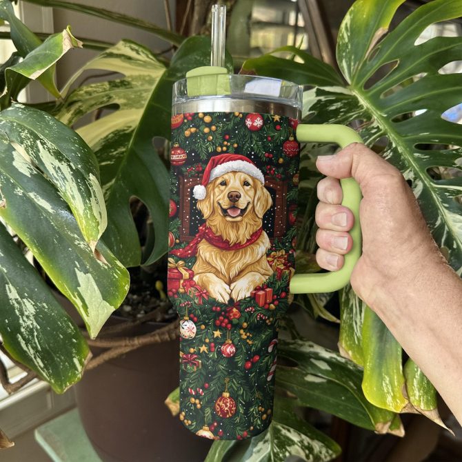 Golden On Christmas Custom Stanley Quencher 40oz Stainless Steel Tumbler With Handle - Image 2